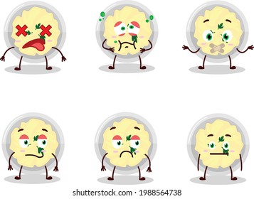 Mashed potatoes cartoon character with nope expression. Vector illustration
