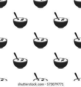 Mashed potatoes icon in black style isolated on white background. Canadian Thanksgiving Day pattern stock vector illustration.