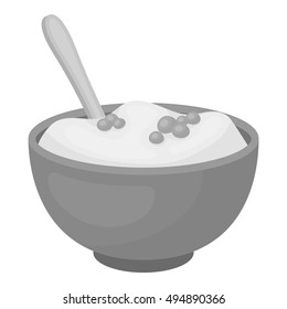 Mashed potatoes icon in monochrome style isolated on white background. Canadian Thanksgiving Day symbol stock vector illustration.