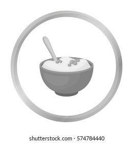 Mashed potatoes icon in monochrome style isolated on white background. Canadian Thanksgiving Day symbol stock vector illustration.