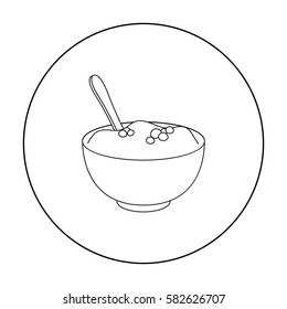 Mashed potatoes icon in outline style isolated on white background. Canadian Thanksgiving Day symbol stock vector illustration.