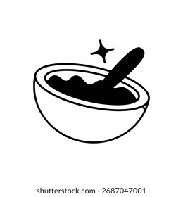 Icono de puré de papas con Vector de fondo blanco