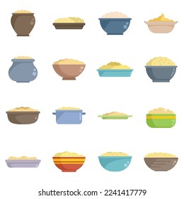 Mashed potatoes icons set flat vector. Food breakfast. Mash potato isolated