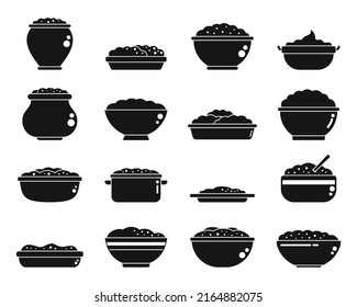 Mashed potatoes icons set simple vector. Food breakfast. Mash potato
