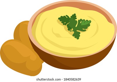 Patatas purradas, ilustración, vector sobre fondo blanco