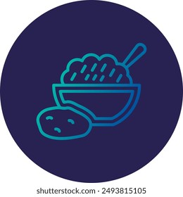 Mashed Potatoes Line Gradient Icon Design