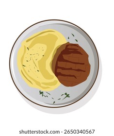 Mashed Potatoes and meat.Beef cheeks with mashed potatoes 