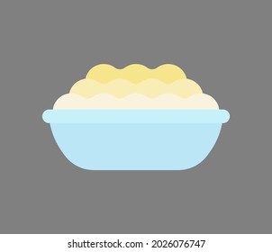 Papas purradas en el plato.  placa de avena aislada. ilustración vectorial