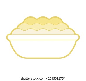 Papas purradas en el plato.  placa de avena aislada. ilustración vectorial