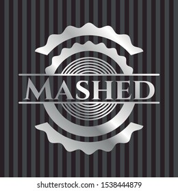 Mashed silver badge or emblem. Vector Illustration. Mosaic.