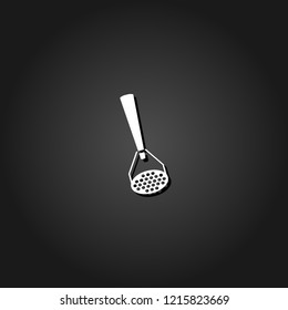 Masher icon flat. Simple White pictogram on black background with shadow. Vector illustration symbol