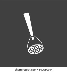 Masher icon flat. Vector white illustration isolated on black background. Flat symbol