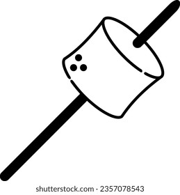 Mashmallow in a stick vector icon lines