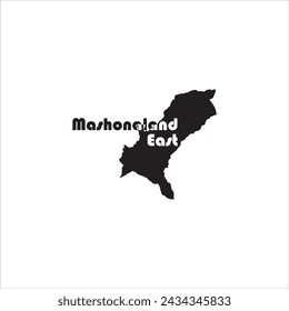 Mashonaland East Zimbabwe map and black lettering design on white background