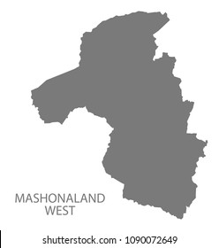 Mashonaland West map of Zimbabwe grey illustration shape