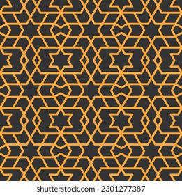 Mashrabiya arabesque arabic pattern. Seamless islamic background. Vector arab window ornament, cnc laser cut decorative wall panel, wallpaper in ethnic ornate style. Abstract grid or mosaic mesh