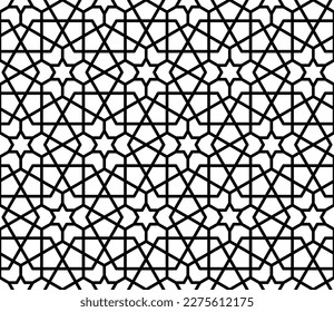 Mashrabiya arabesque arabic pattern, vector seamless islamic background. Mashrabia or Arabian geometric ornament pattern, arabesque mash tile for wall decor or decoration art with geometric flowers