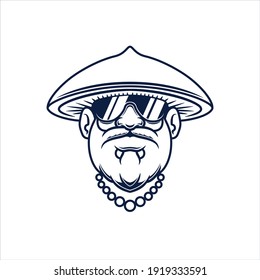 Mashroom dude with beard and  glasses vector illustration