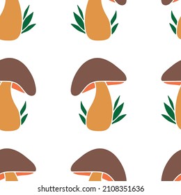 Mashroom hand drawn seamless pattern. Textile Texture.