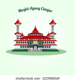 masjid agung cianjur - vector illustration