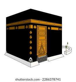 Masjid al Haram. Great Mosque of Mecca. Sacred Mosque. Kaaba. Islamic architecture. Landmark. Holy city. Hajj. Umrah. Muslim. pilgrimage. Large illustration. drawing. High quality. 300 dpi.