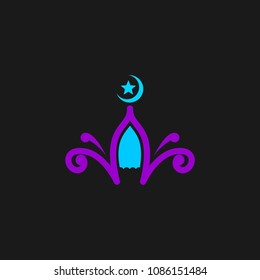 Masjid logo icon template design, place of worship for muslim people. Mosque place for praying islam pilgrims vector illustration 