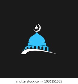 Masjid Logo Symbol Template Design, Ort der Verehrung für muslime Menschen. Moschee Platz zum Beten von Islam-Pilgern, Vektorgrafik 