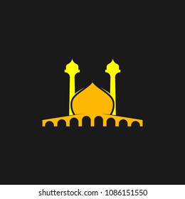 Masjid logo icon template design, place of worship for muslim people. Mosque place for praying islam pilgrims vector illustration 