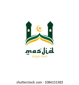 Masjid Logo Icon Template Design, Place Of Worship For Muslim People. Mosque Place For Praying Islam Pilgrims Vector Illustration 