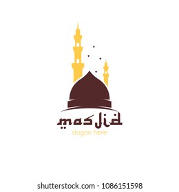 Masjid Logo Icon Template Design, Place Of Worship For Muslim People. Mosque Place For Praying Islam Pilgrims Vector Illustration 