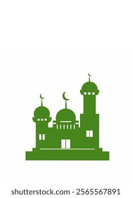 Masjid logo icon template design, place of worship for muslim people. Mosque place for praying islam pilgrims vector illustration