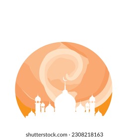 Masjid mit Mondhintergrund-Vektorgrafik für Grußfreuden