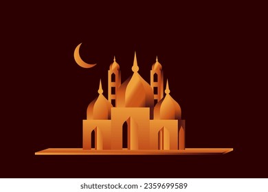 Masjid, Moschee-Logo, Symbol, Vektorgrafik.