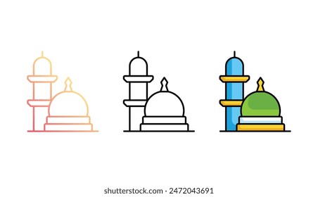 Masjid Nabwai icon design with white background stock illustration