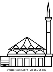 Masjid Negara Mosque Vector Outline Icon