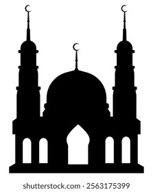 Masjid silhouette design. Vector drawing on a white background. Islam, pray, religion. 