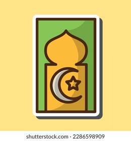 masjid sticker ramadan edition pack, editable cartoon style sticker vector