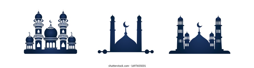 Masjid Vector Icons Set Of 3  Eps 10 