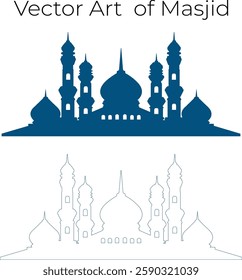 Masjid Vector Shadow and Masjid Line Art