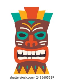 Mask. African exotic ornamental ritual tribal ethnic mask. Colorful patterned african aborigine mask. Decorative ornament. Vector