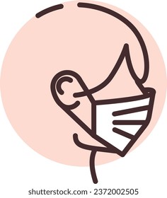 Alergia de máscara, ilustración o icono, vector sobre fondo blanco.