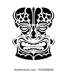 Mask of ancient tribes of tribes. Pattern Face in Polynesian or Maori style. Good for prints, tattoos, and t-shirts. Isolated. Vector illustration.