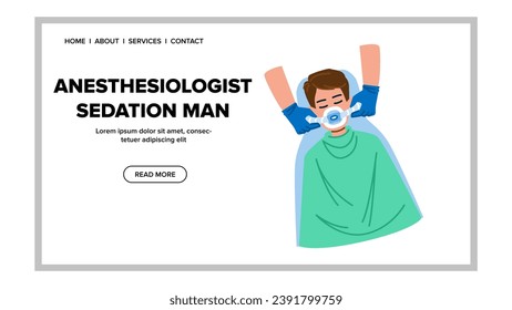 mask anesthesiologist sedation man vector. adult patient, health healthcare, equipment male mask anesthesiologist sedation man web flat cartoon illustration