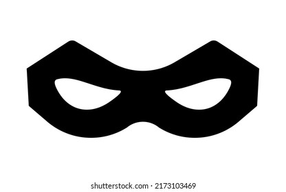 Mask angry superhero carnival or scammer villain vector icon. Black masquerade costume eye mask silhouette hidden burgar face. Simple design incognito theatre party masque shape clip art illustration.