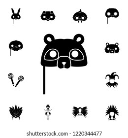 Mask of an animal on a stick icon. Detailed set of carnival masks icons. Premium quality graphic design icon. One of the collection icons for websites, web design, mobile app on white background
