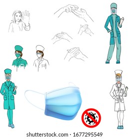 mask antibacterial medical illustration 3d render set coronavirus coronavirus, covid-19 vector hand spraying alcohol solution for disinfection