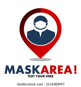 Mask area vector logo template. This design use human and mask symbol. Suitable for safety environment.