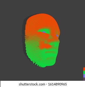 The mask. Artificial intelligence. Anonymous social masking. Face scanning. Can be used for avatar, science or technology. Cyber crime and cyber security concept illustration. Vector.