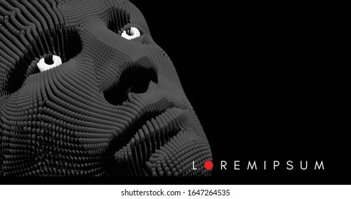 The mask. Artificial intelligence. Anonymous social masking. Face scanning. Can be used for avatar, science or technology. Cyber crime and cyber security concept illustration. Vector.