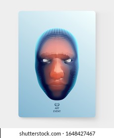 The mask. Artificial intelligence. Anonymous social masking. Face scanning. Can be used for avatar, science or technology. Cyber crime and cyber security concept illustration. Vector.